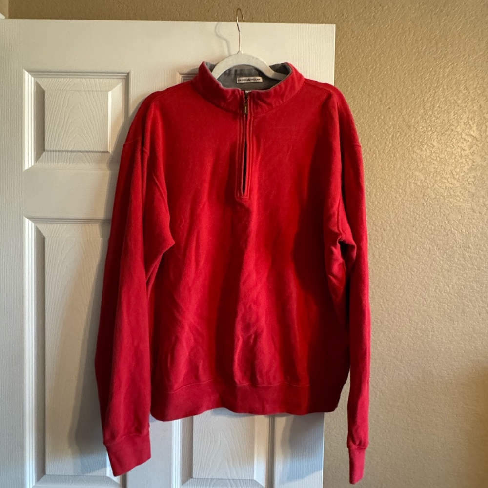 Peter Millar Men's Bold Red Quarter Zip-Up Sweater